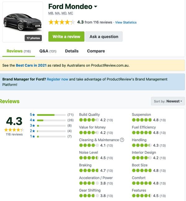 Ford Mondeo Customer Reviews and Comments - Sydneycars