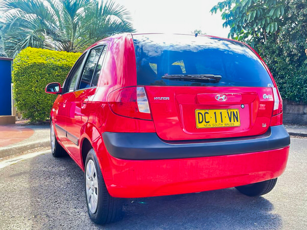 Hyundai Getz for sale - photo showing rear passenger side angle view of the car