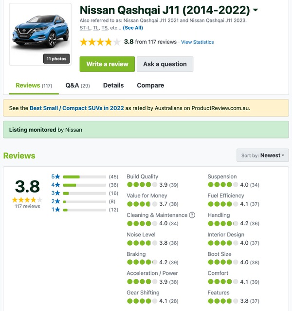 Used Nissan Qashqai for sale - Customer Reviews and Comments in Australia - Sydneycars