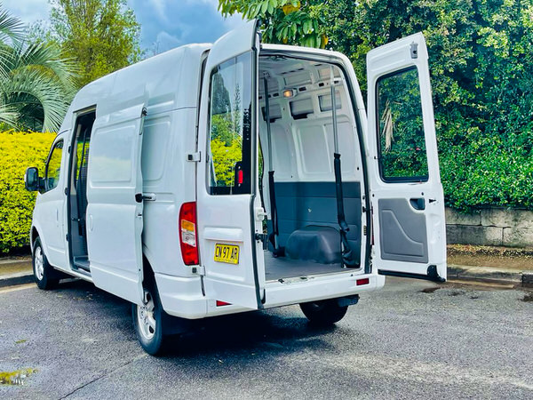LDV v80 Series van for sale - photo of the back passenger side angle view with side sliding door and double barn doors