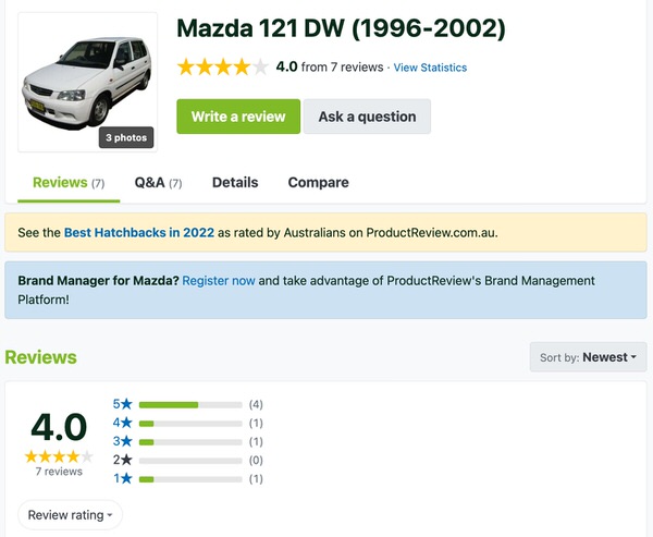 Used Mazda 121 Customer Reviews and Comments in Australia - Sydneycars