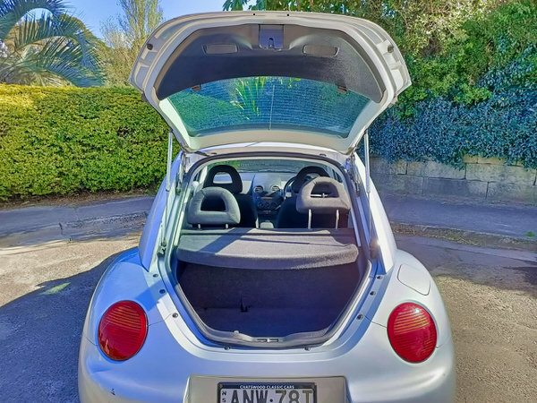 Used VW Beetle for sale - photo showing the view from the back of the car with the tailgate open