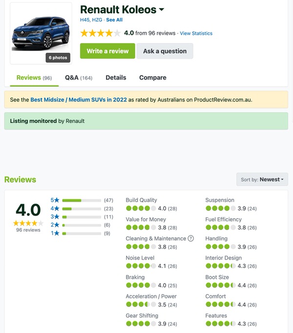 Used Renault Koleos Customer Reviews and Comments in Australia - Sydneycars