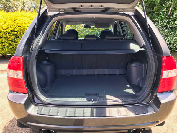 Used Kia 4x4 for Sale in Sydney - 2006 automatic model - Photo showing the rear tailgate open and the large amount of space in the boot