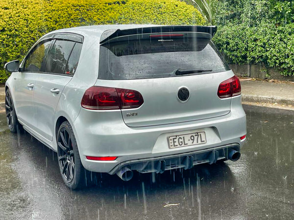 Used Golf GTI for sale in Sydney - Silver GTI Automatic 2011 Model - photo showing the rear passengers side angle view from the front of the car
