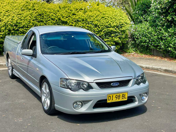 Used Ford Ute for sale - 2007 Automatic BF MK II Model in Metallic Silver - photo showing the front passengers side angle view with lockable canopy closed