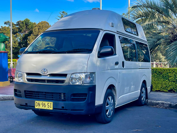 Toyota Hiace Campervan for Sale - Ready to travel around Australia - Photo showing the front passenger side angle view