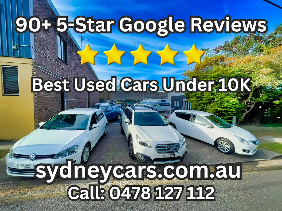 SydneyCars Botany used car dealership featuring quality cars for sale in Sydney under $10,000 with 90+ five-star Google reviews